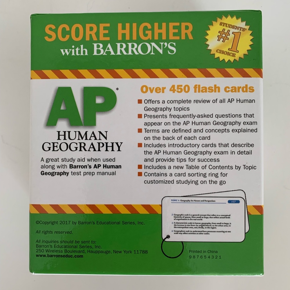 Barron's AP Human Geography Flash Cards 3rd Edition Ring Included Like New - Picture 3 of 13